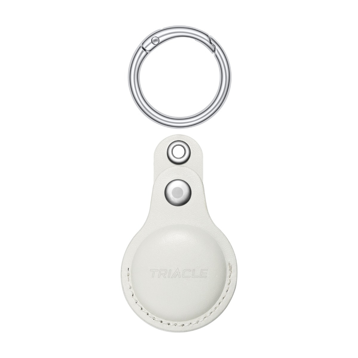 Triacle nyckelring i äkta läder för Apple AirTag/Triacle X-mark Two/Triacle X-mark Three, Vit