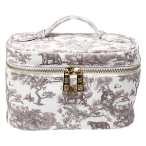DARK Velvet Vanity Bag Small Warm Taupe Savannah Pattern