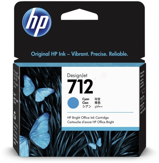 HP 712 1 Styck Original bläckpatron, cyan hp3ed67a