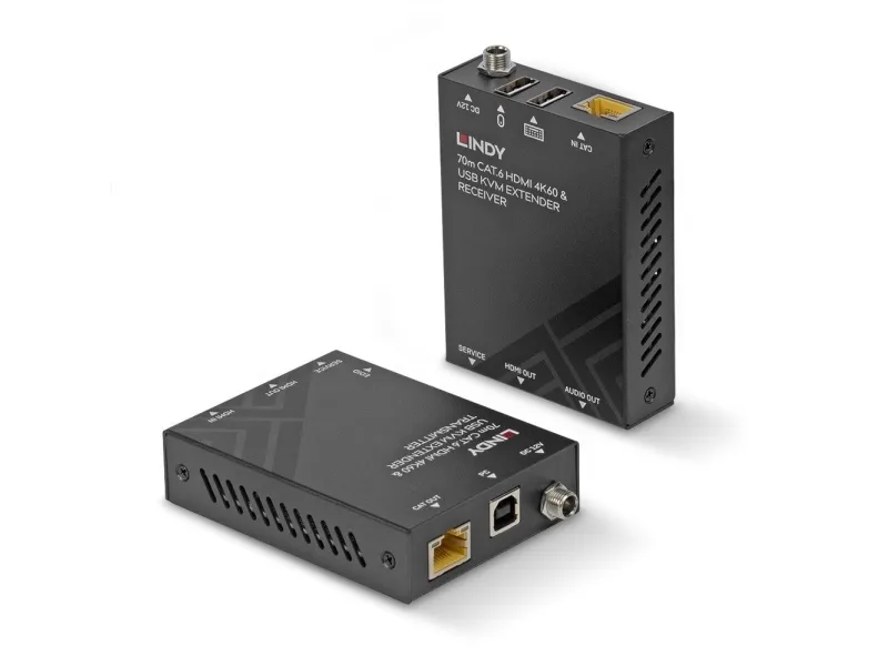 HDMI-förlängare Lindy Cat.6 HDMI 4K60, USB och Audio KVM Extender, 4K@60Hz upp till 70m