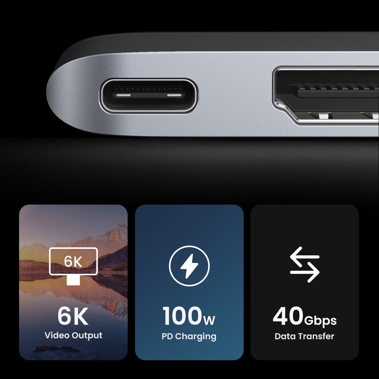 HUB Ugreen CM380 2xUSB-C – HDMI/2xUSB 3.0/SD TF/USB-C PD – grå, bild 4