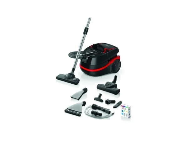 Bosch BWD421POW Serie 4 våt- och torrdammsugare 2100 W HEPA, svart/röd
