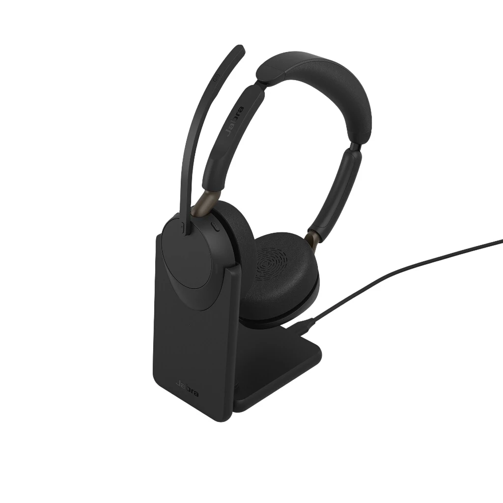 Jabra Evolve3 65 UC - Headset - på örat - Bluetooth - trådlös, kabelansluten - aktiv brusradering - USB-A via Bluetooth-adapter, USB-C - Optimerad för UC
