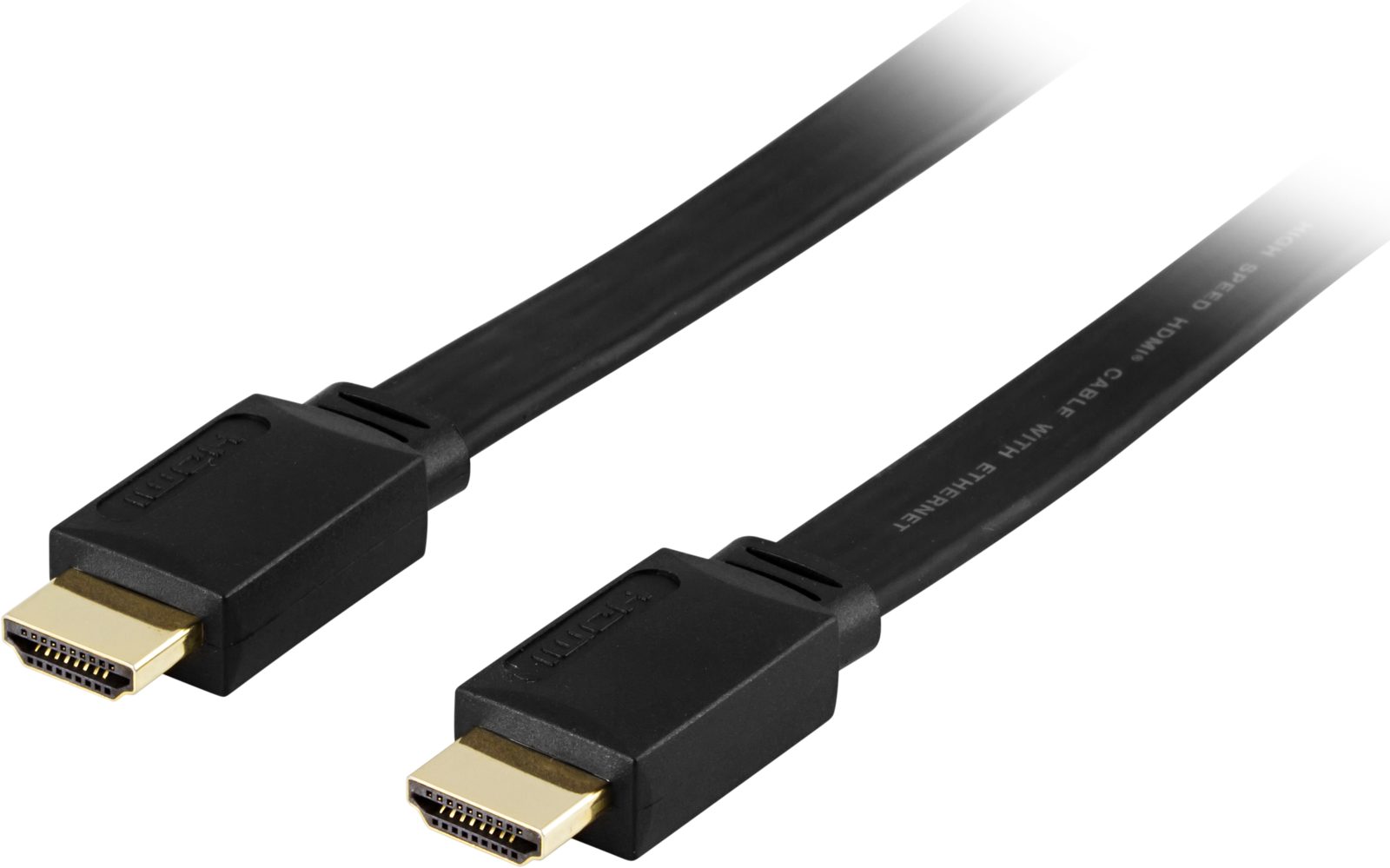 HDMI-kabel, 4K/3D, flat, 5 meter, bulk - Svart, bild 2