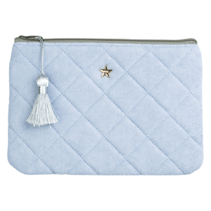 DARK Terry Quilted Small Pouch Cool Blue & Milieu Green