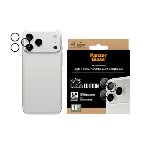 PanzerGlass iPhone 17 Pro/17 Pro Max/16 Pro/16 Pro Max Hoops kameralinsskydd, transparent