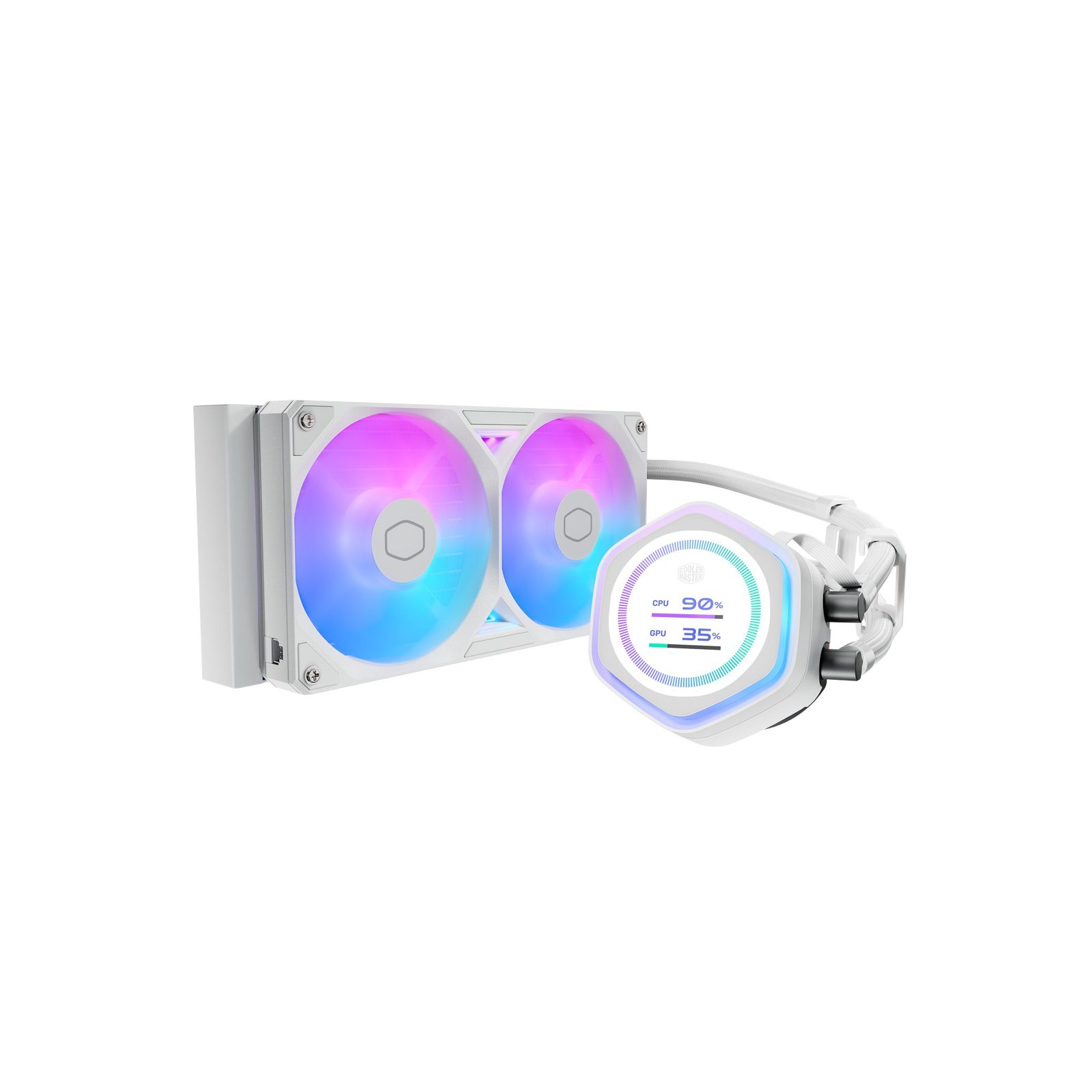 CoolerMaster MasterLiquid 240 ATMOS II LCD, 2x120mm fläktar ARGB - Vit, bild 2