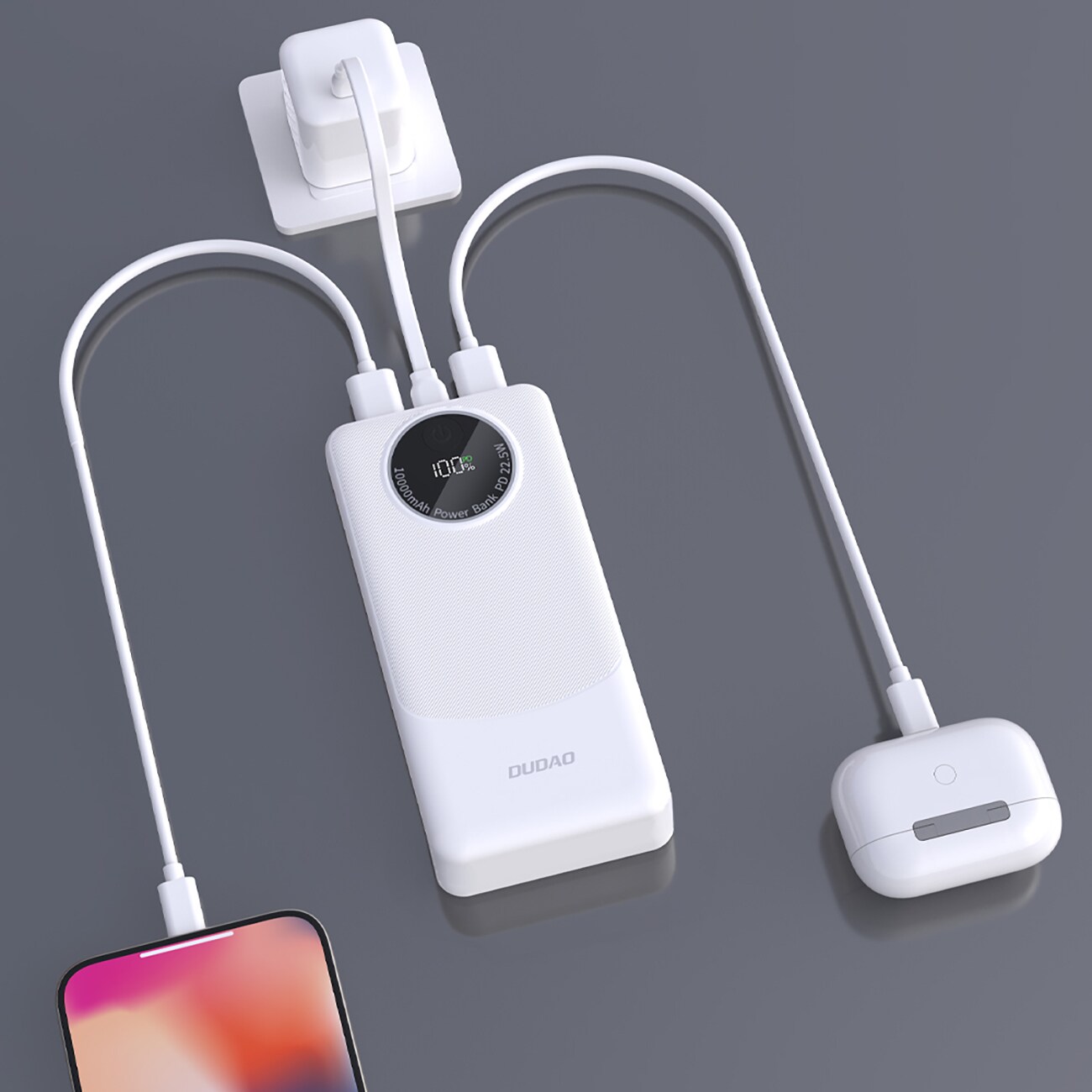 Dudao K12Pro Powerbank 22,5 W PD 20 000 mAh USB-A, USB-C – Vit, bild 2
