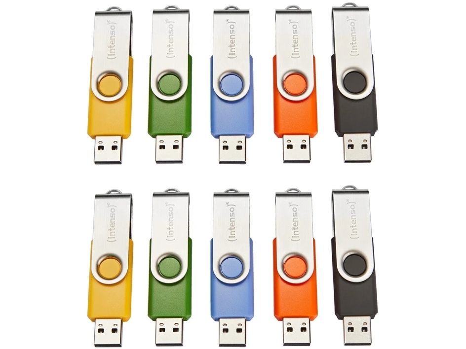 Intenso Basic Line, 16 GB, USB Type-A, 2.0, 28 MB/s, Sväng, Svart, Blå, Grön, Orange, Gul
