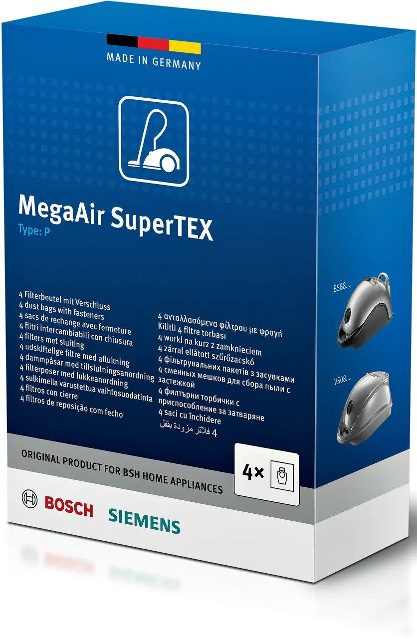Bosch BBZ41FP MegaAir SuperTEX Typ: P Dammsugarpåsar - 4-pack