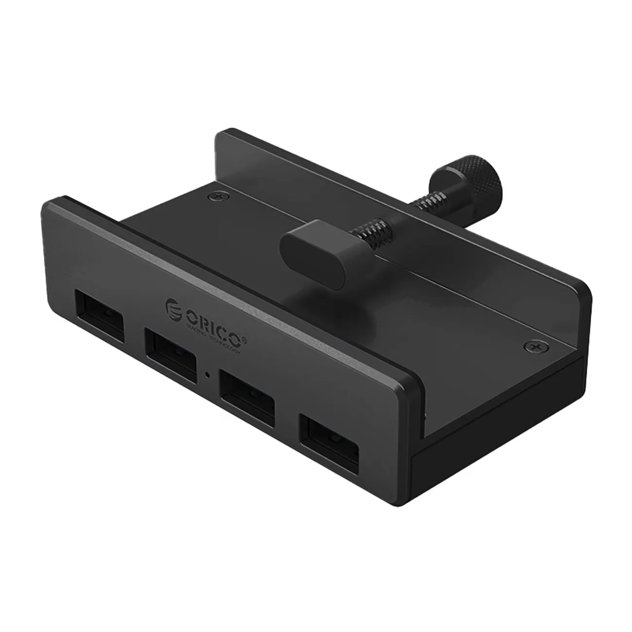 Orico MH4PU Hub med klämfäste, 4x USB-A 3.0 – Svart