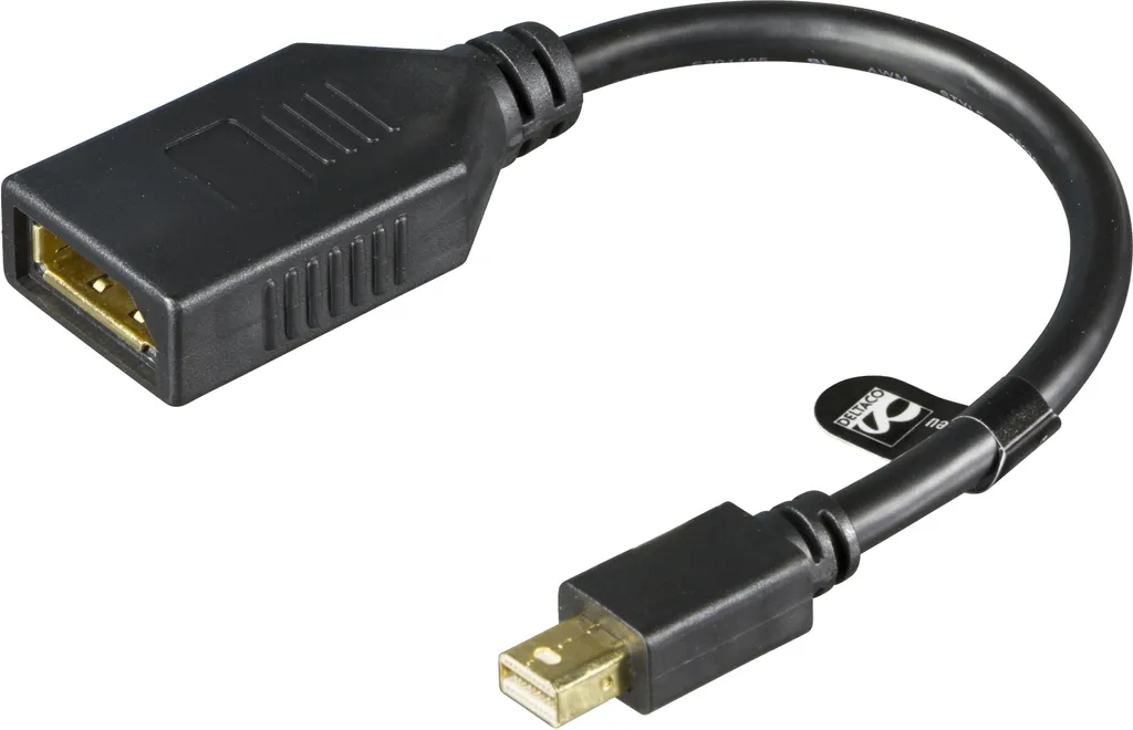 Mini DisplayPort till DisplayPort, Ultra HD vid 60Hz, 0,2m - svart