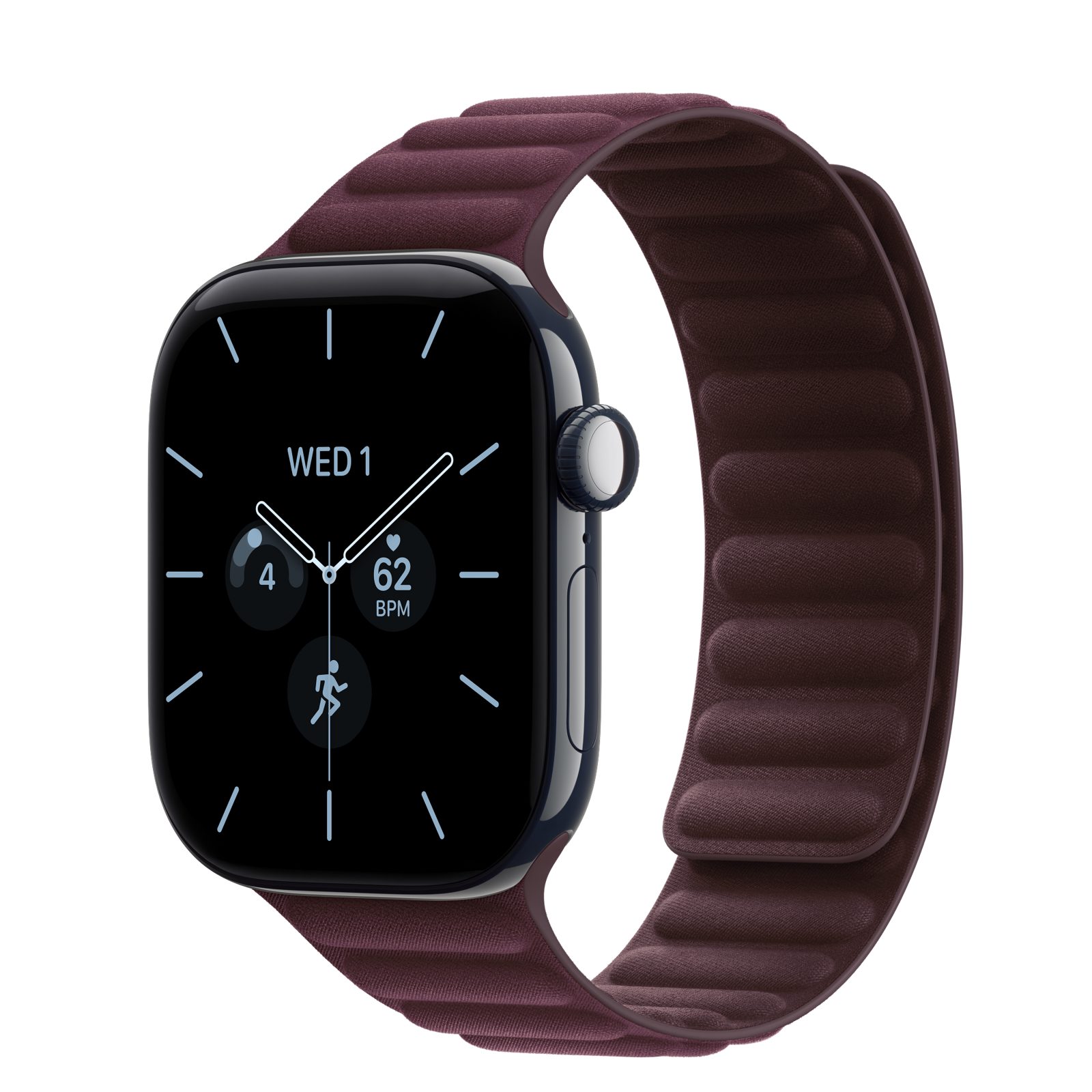 Apple Watch Series 12 (GPS + Cellular) • Keramikboett nattblå, 42 mm • Magnetlänk bourgogne