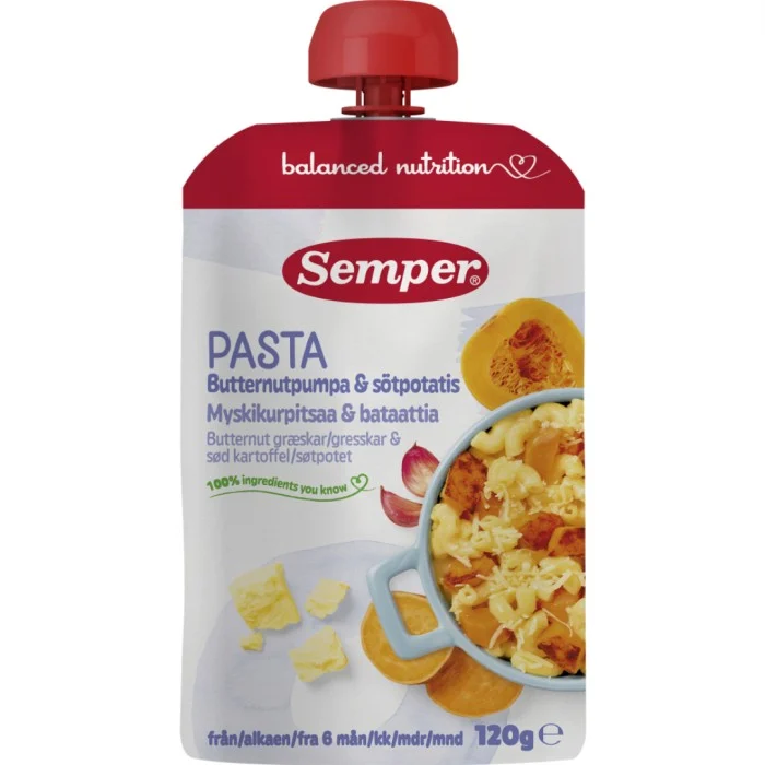 Klämmis Pasta, pumpa & sötpotatis 6 m