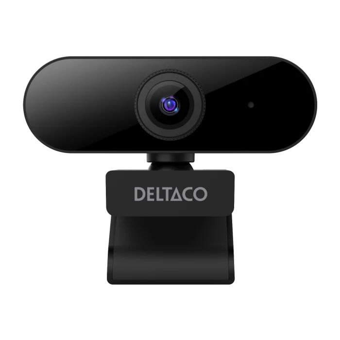 DELTACO W-100 - Webbkamera - färg - 2 MP - 1920 x 1080 - ljud - USB