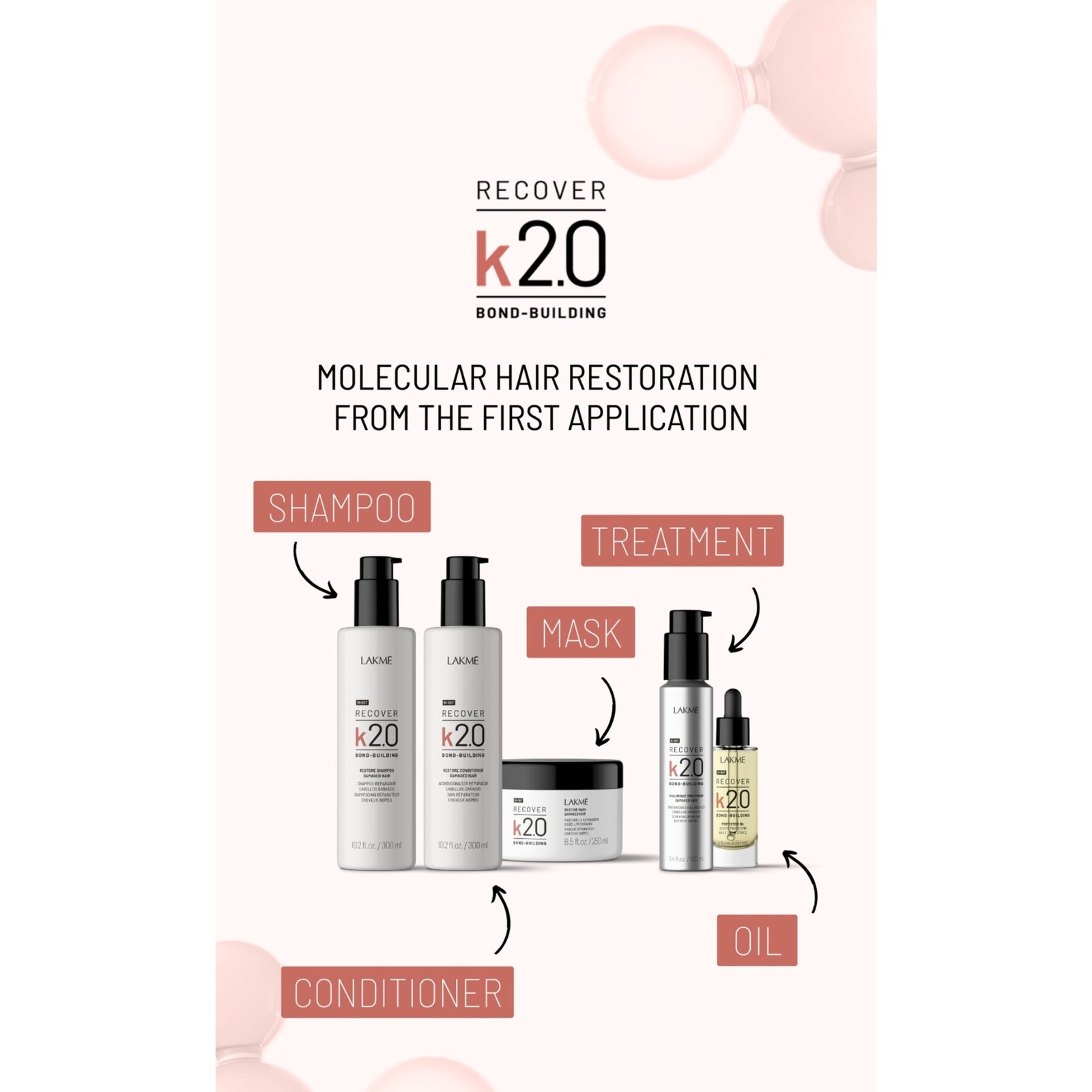 Lakme K2.0 Restore Shampoo 300 ml, bild 2
