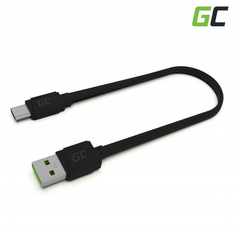 USB-kabel Green Cell USB-C till USB-A, flat, 0,25 meter - Svart, bild 4