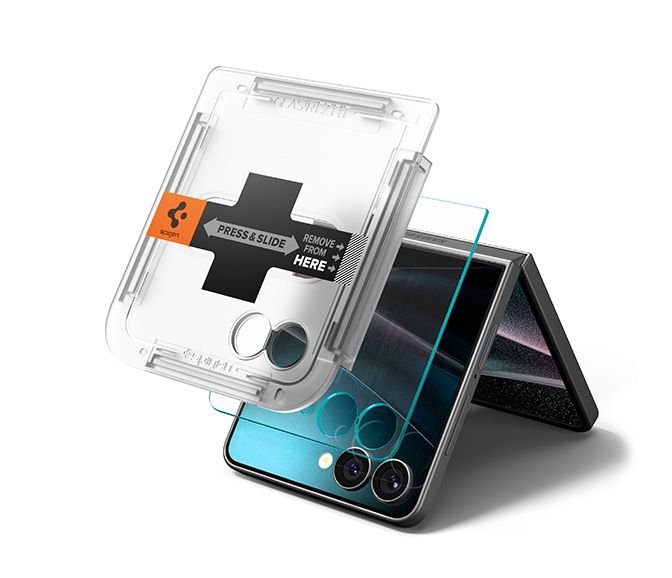Spigen Glas.TR EZ Fit HD härdat glas 2-pack för Samsung Galaxy Z Flip 7 - Transparent, bild 2