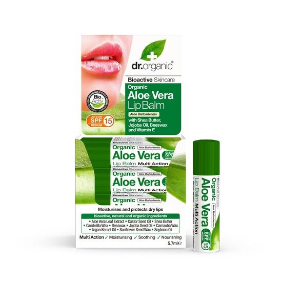Dr Organic Läppbalsam Aloe Vera SPF15 5,7 ml, bild 3