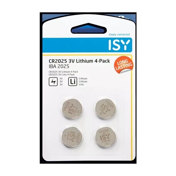 ISY Knappcellsbatteri Lithium CR2025 (3 V) 4-pack