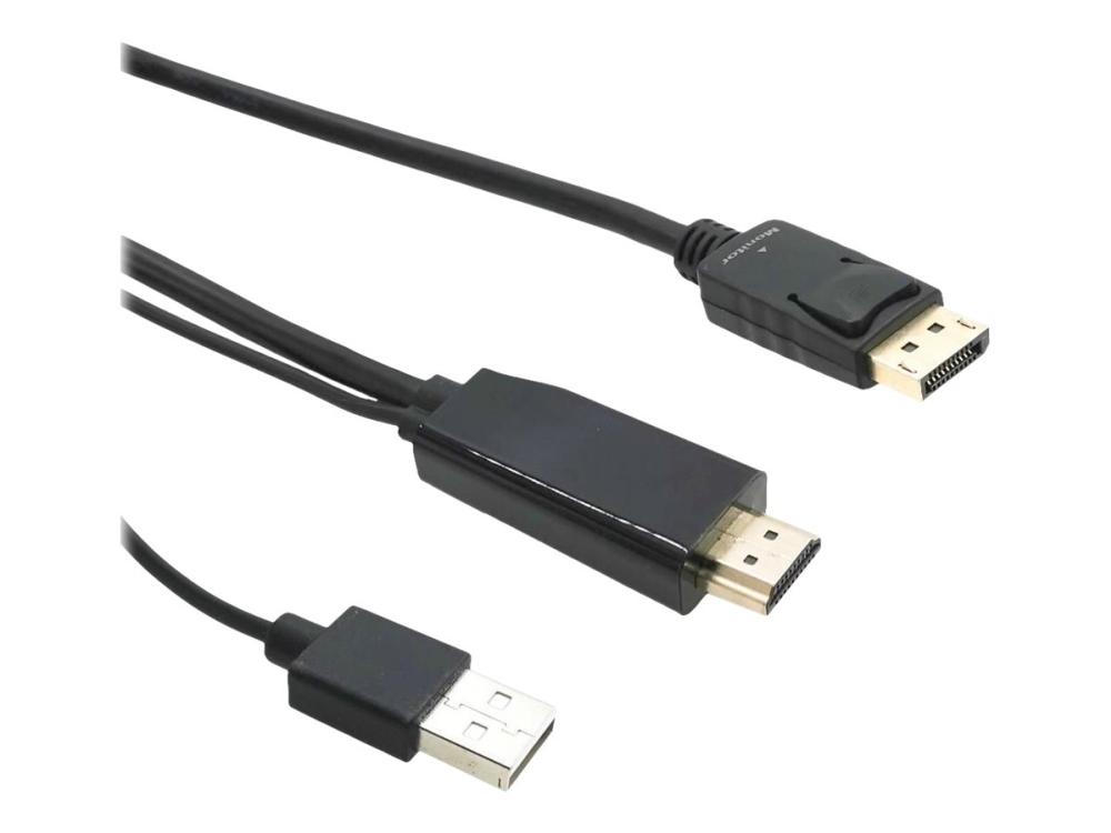 MicroConnect - Adapterkabel - DisplayPort hane till HDMI, USB (endast ström) hane - 1 m - svart - 4K30 Hz (3840 x 2160) stöd