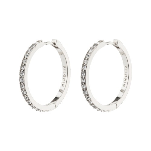 PILGRIM - EBNA Large Crystal Hoops - Silver-Plated - 22 mm