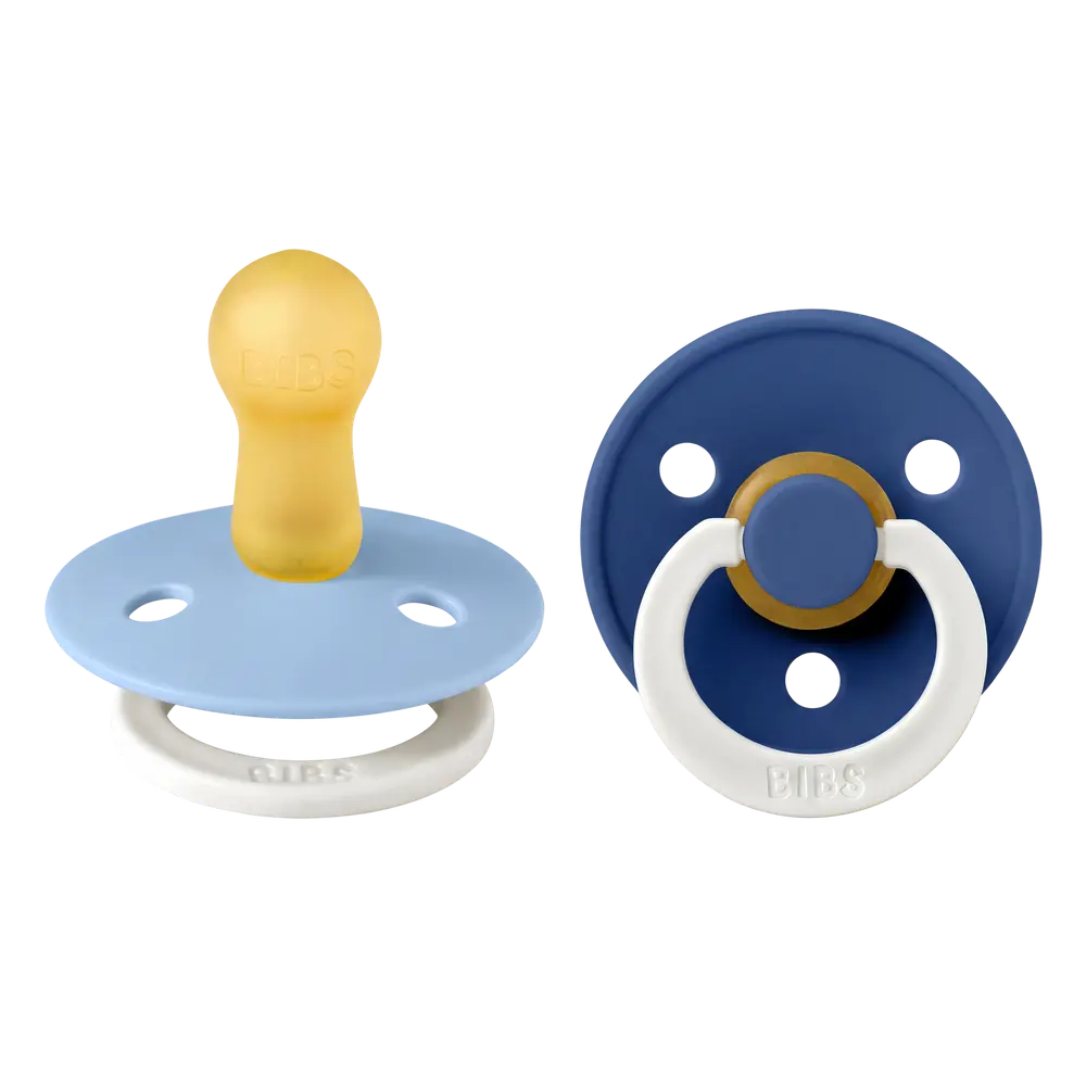BIBS Pacifier Colour Latex Sky Blue Glow/Cornflower Glow Size 2 2pcs