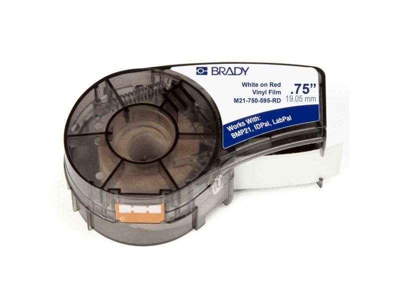 Brady M21-750-595-RD, Vit, Vinyl, Termal transfer, Akryl, Permanent, Glansigt