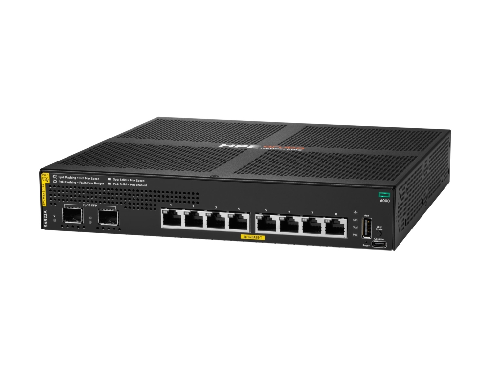 HPE Aruba Networking CX 6000 8p Class4 PoE 2p SFP 1G 67W Switch, bild 2