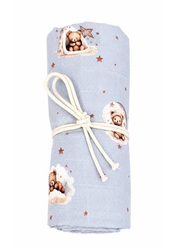 Mini Dreams muslinfilt 115x115 cm, cute bears blå