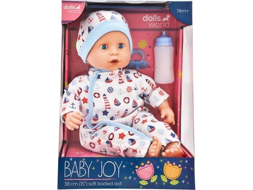 Dolls World babydocka BABY JOY 38 cm - kläder vit