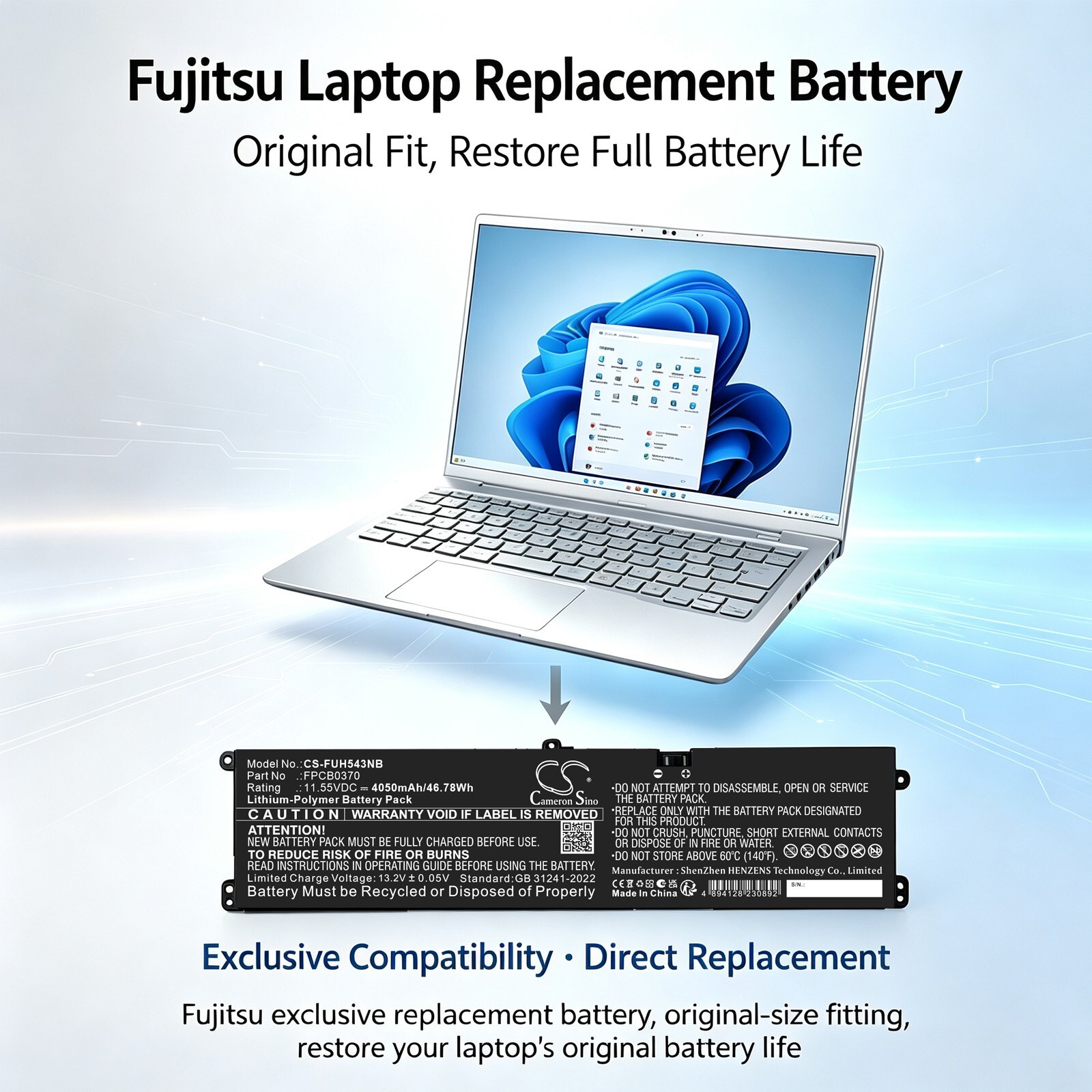 Batteri till Bärbar dator, laptop för Fujitsu A3512, Eichfeld 47 m.fl., bild 3