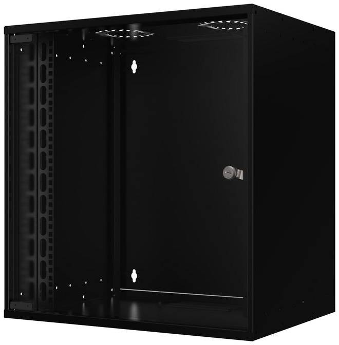 19" Skåp Lanview 12U Rack Wall Mount, 565x400x572mm, väggmonterat, glasdörr - Svart, bild 3
