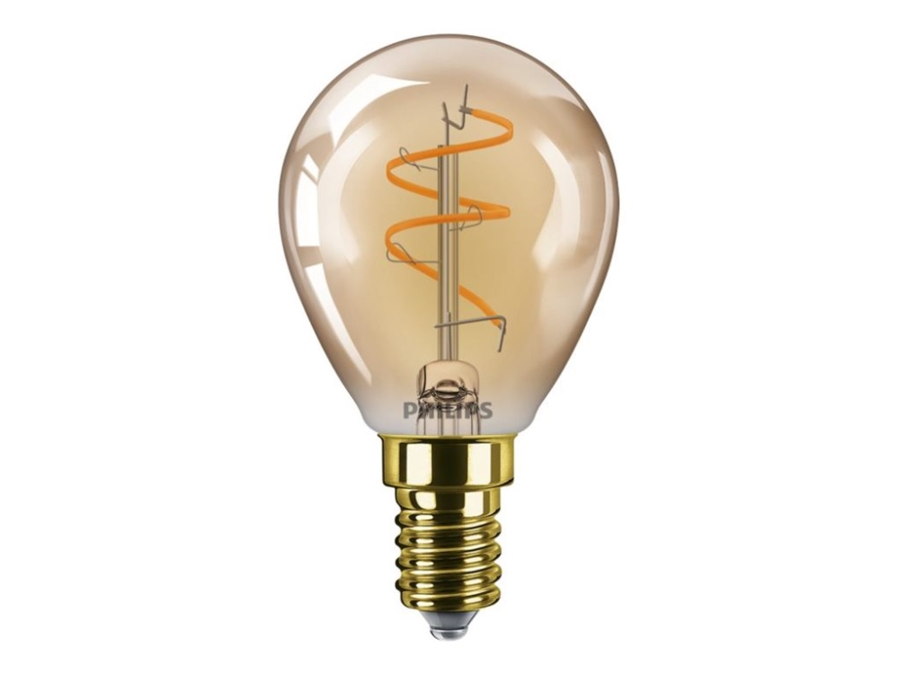 Philips LED - LED-glödlampa med filament - form: P45 - E14 - 2.7 W (motsvarande 15 W) - flamljus - 1800 K - bärnsten