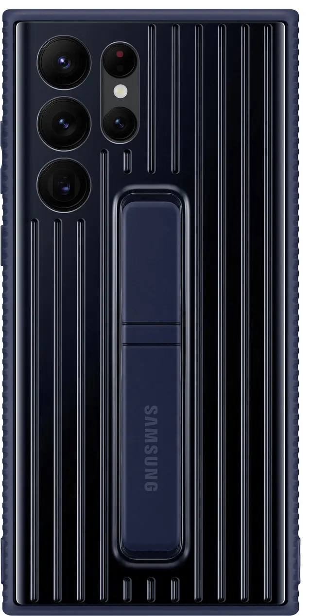 Samsung S22 Ultra skyddsfodral med ställ (marinblått)