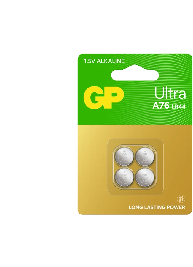 GP Ultra Alkaline Cell Battery A76/LR44, 1.5V (4-pack)