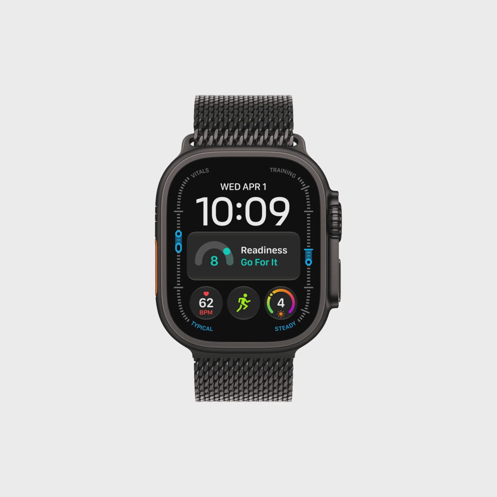 Apple Watch Ultra 4 GPS + Cellular 49 mm svart titan, svart titan Milanesisk loop - M