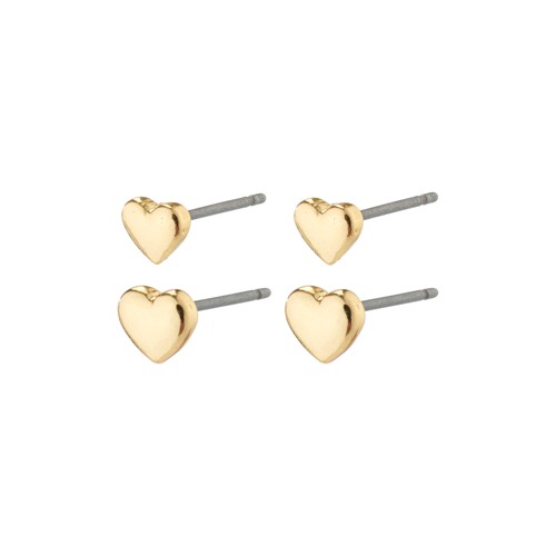 PILGRIM - AFRODITTE Heart Earrings 2-in-1 Set - Gold-Plated - 5 mm / 6 mm