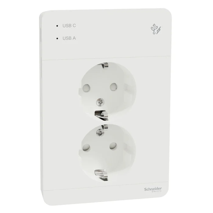 Schneider Electric Exxact Jordat vägguttag med USB-portar