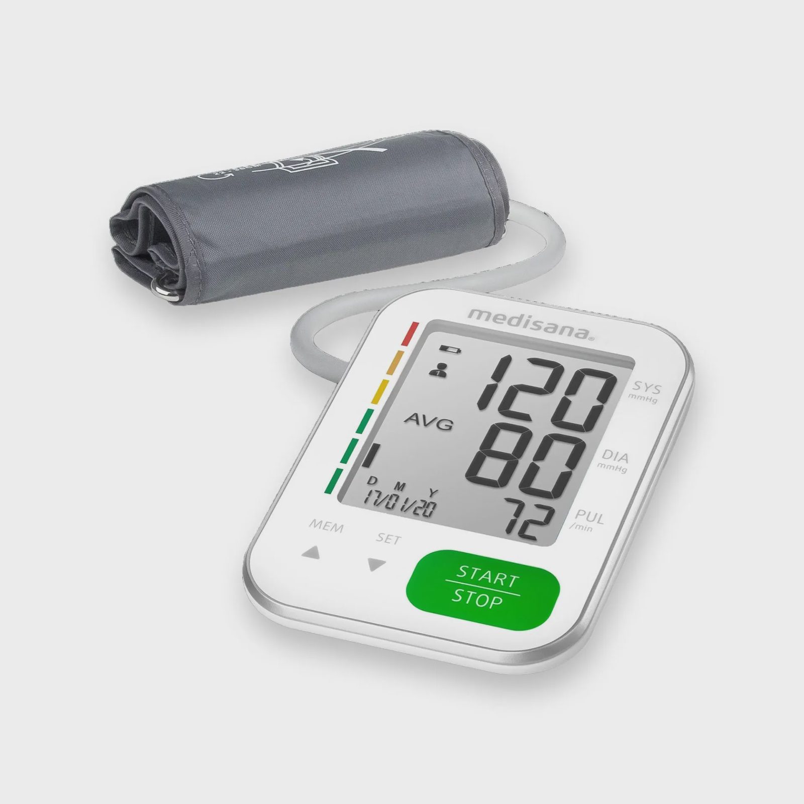 Medisana BU 566, Överarm, Automatisk, Vit, Silver, Grön, LCD, 2 användare (er), 22 - 42 cm