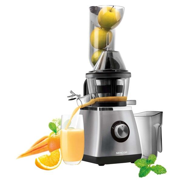Sencor SSJ 4070SL, Långsam juicepress, Svart, Grå, 60 RPM, 0,8 l, 0,8 l, 1,1 m