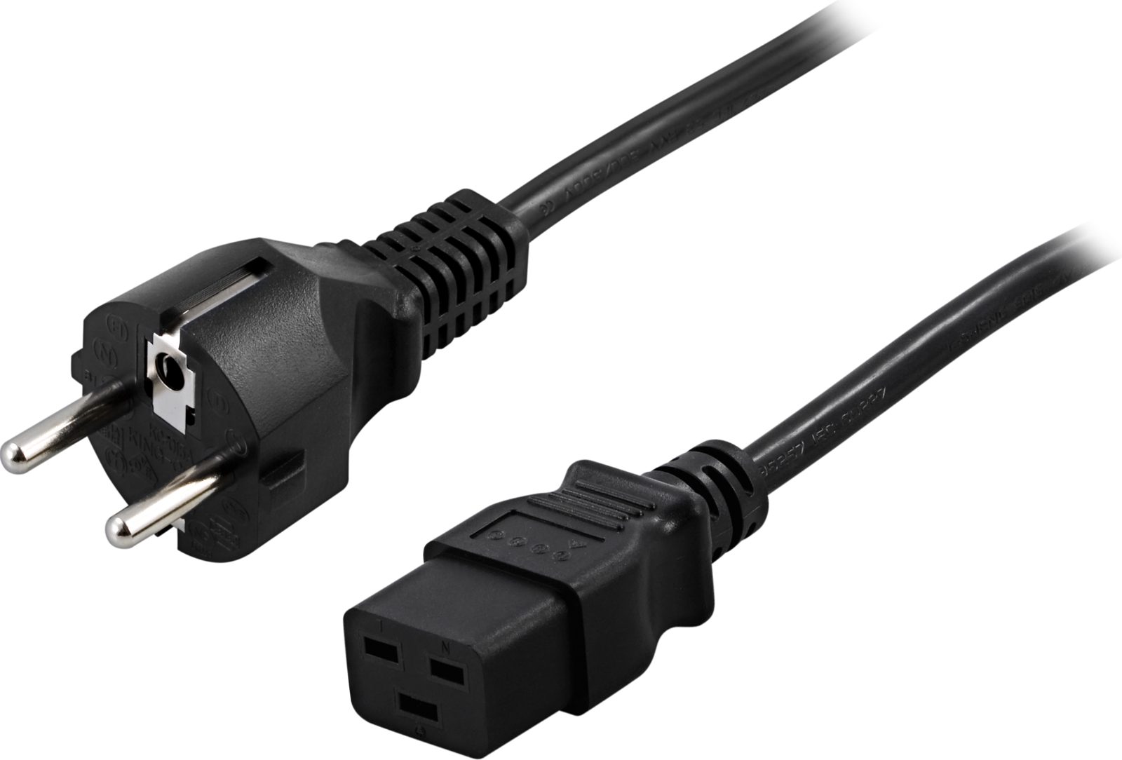 Strömkabel mellan UPS och vägguttag, rak CEE 7/7 - rak IEC C19, 5m - Svart, bild 3