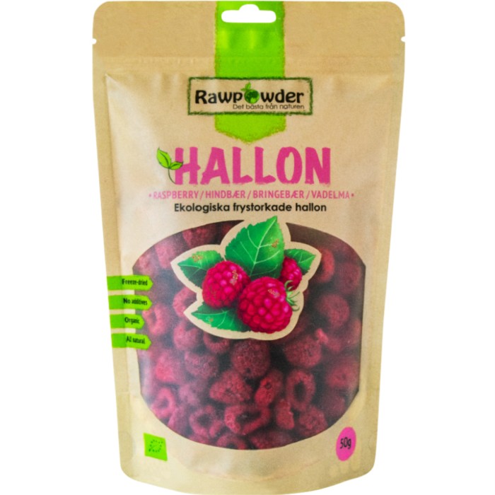 Rawpowder Frystorkade Hallon Eco, 50 g