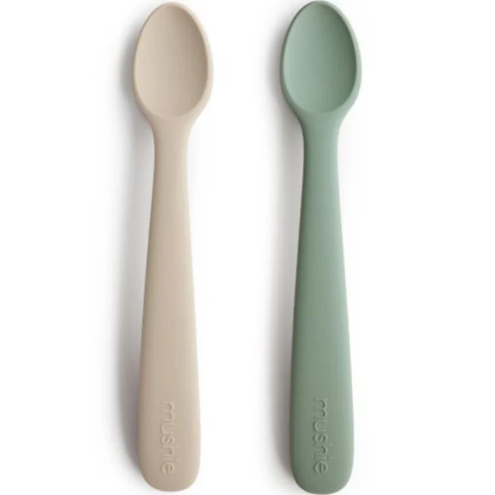 Mushie Silikonskedar 2-pack (Cambridge Blue / Shifting Sand)