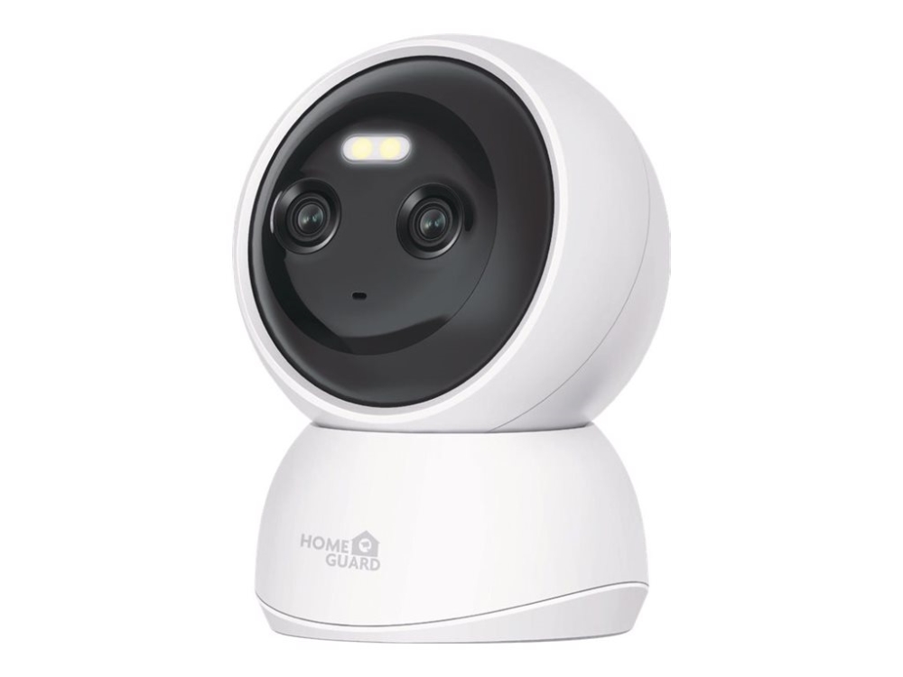 HOMEGUARD - Nätverksövervakningskamera - panorering / lutning - inomhusbruk - färg (Dag&Natt) - 2K - ljud - trådlös - Wi-Fi - 802.11ax - H.264 - DC 5 V