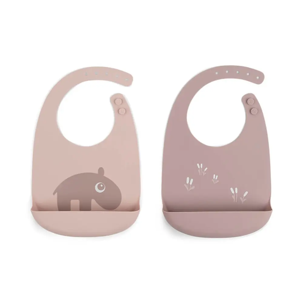 Done by Deer Silicone Bib 2-pack Ozzo, Powder, bild 2