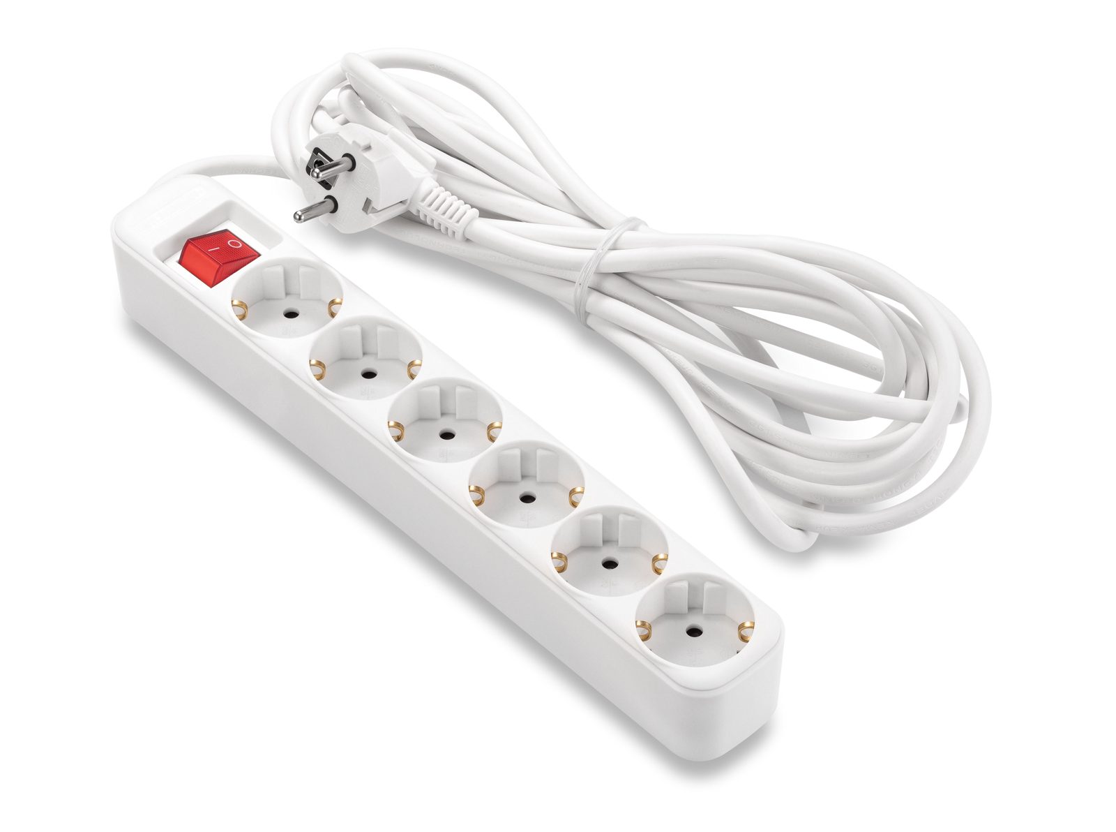 ON Extension lead 6-way socket grounded with switch, 5m white