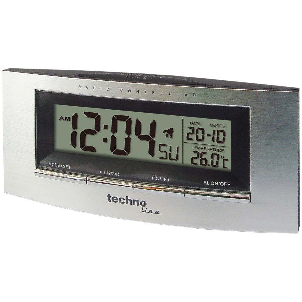 Technoline WT182, Digital väckarklocka, Rektangel, Silver, 12/24h, F, °C, LCD