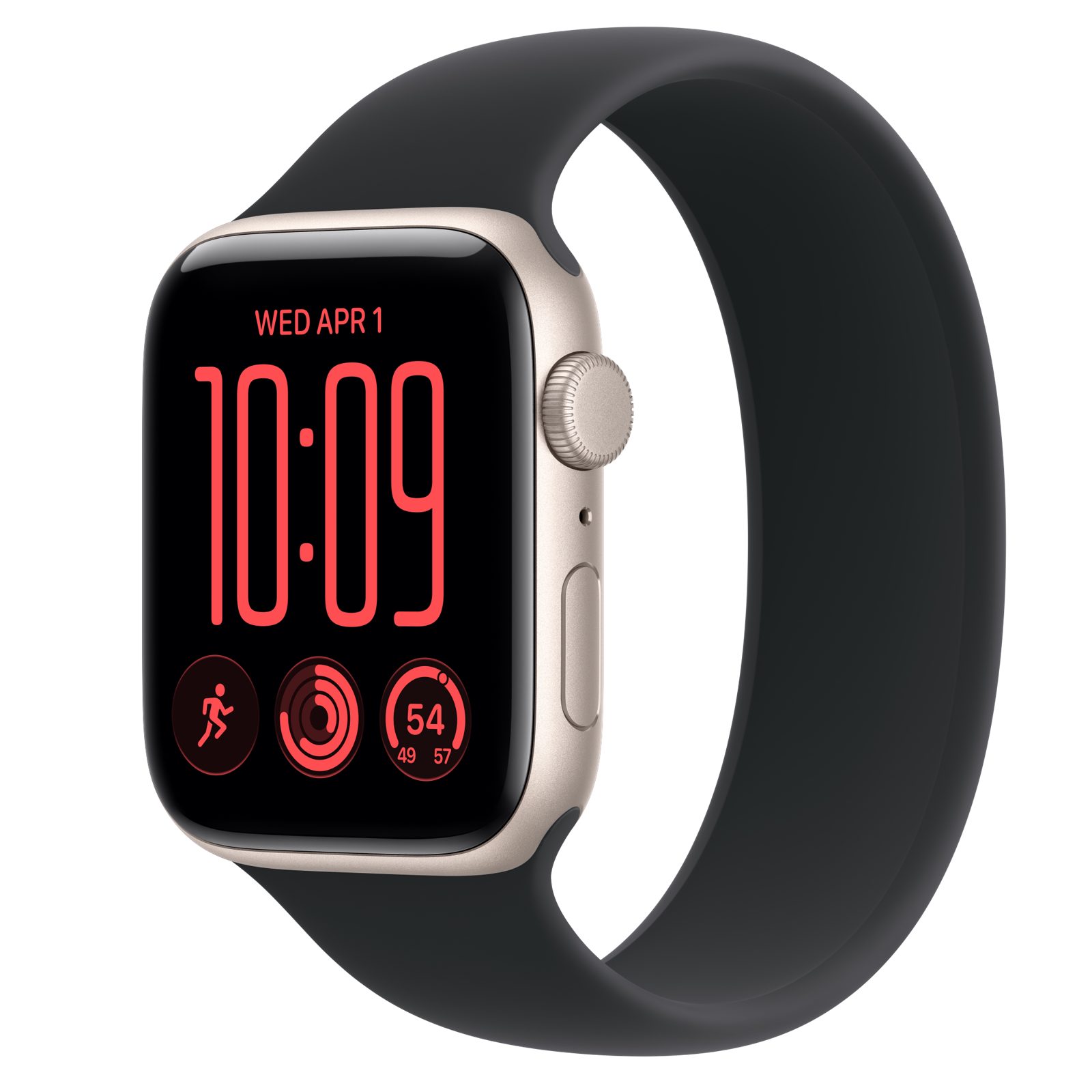 Apple Watch SE 3 (GPS) • Aluminiumboett stjärnglans, 44 mm • Sololoop svart