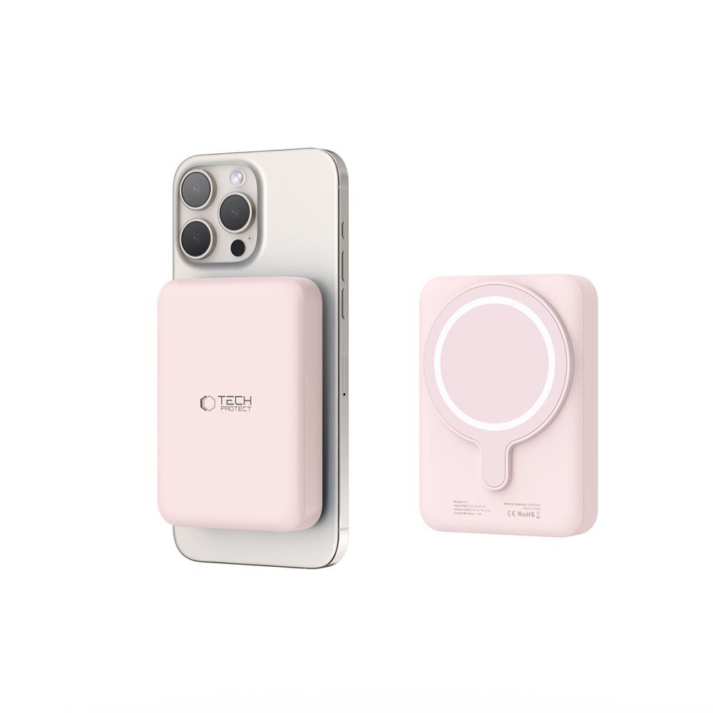Tech-Protect PB11 Powerbank 10000mAh – MagSafe 15W – Rosa + USB-C Kabel, bild 5